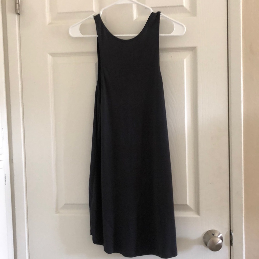 Blue flowy dress with cross cross detail on back